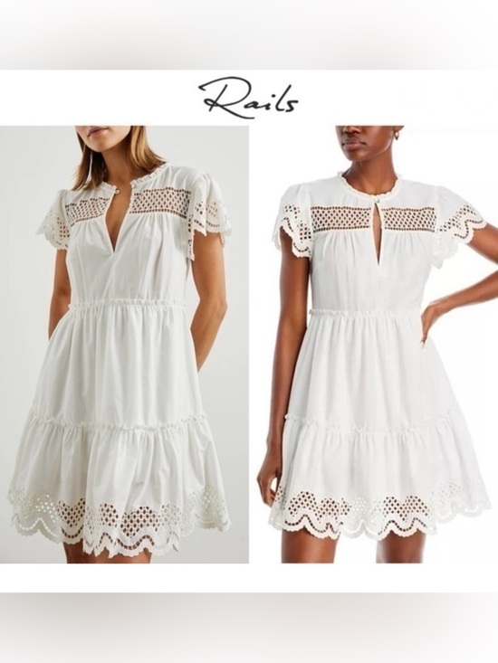 Rails Dresses & Skirts - Rails White Eyelet Tiered Mini Dress Women’s Small